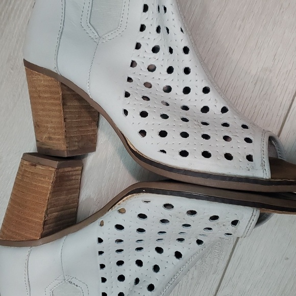 Toms Women Majorka Ankle Leather Peep Open Toe Heels boots shoes sz 8.5 - Picture 10 of 14